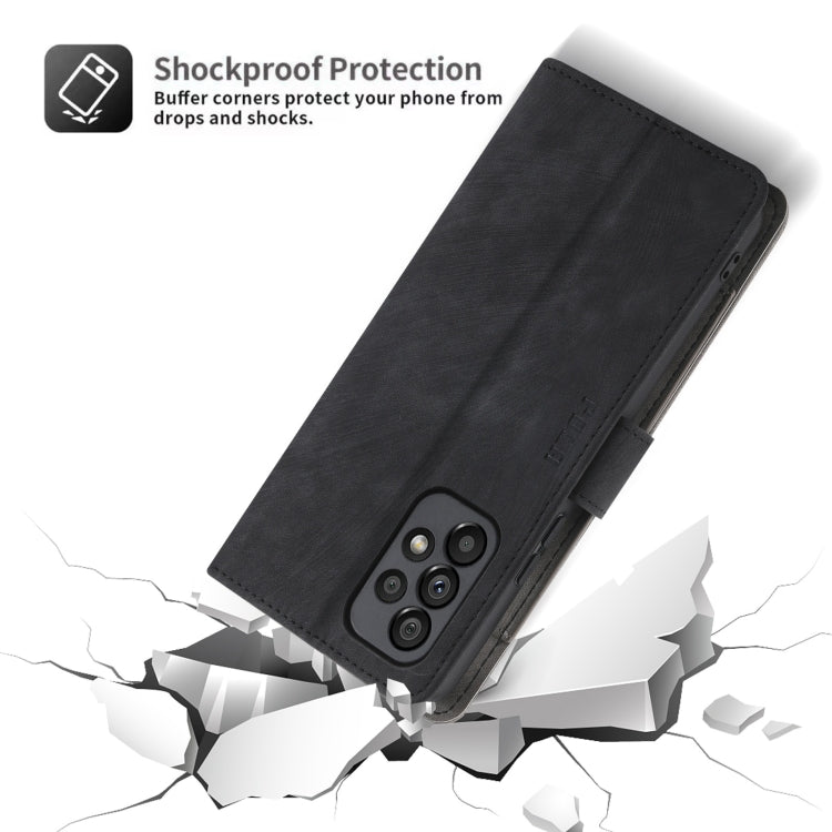 For Samsung Galaxy A53 POLA Dual-color Zipper Wallet RFID Leather Phone Case(Grey Black)