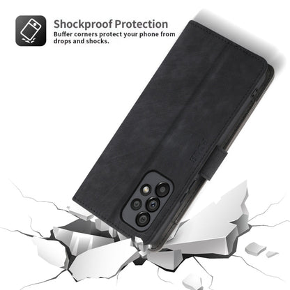 For Samsung Galaxy A53 POLA Dual-color Zipper Wallet RFID Leather Phone Case(Grey Black)