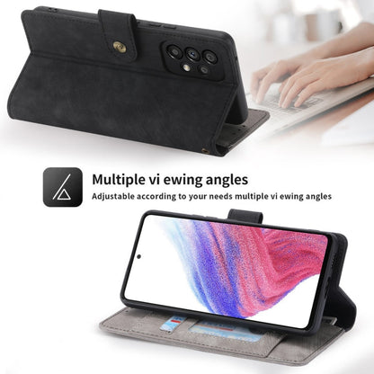 For Samsung Galaxy A53 POLA Dual-color Zipper Wallet RFID Leather Phone Case(Grey Black)