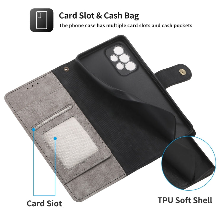For Samsung Galaxy A53 POLA Dual-color Zipper Wallet RFID Leather Phone Case(Grey Black)