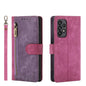 For Samsung Galaxy A53 POLA Dual-color Zipper Wallet RFID Leather Phone Case(Purple Pink)