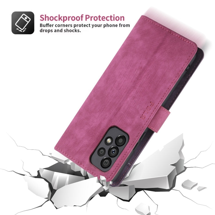 For Samsung Galaxy A53 POLA Dual-color Zipper Wallet RFID Leather Phone Case(Purple Pink)