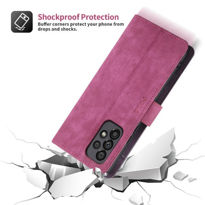 For Samsung Galaxy A53 POLA Dual-color Zipper Wallet RFID Leather Phone Case(Purple Pink)