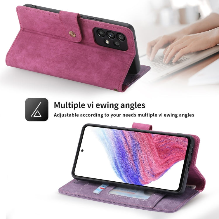 For Samsung Galaxy A53 POLA Dual-color Zipper Wallet RFID Leather Phone Case(Purple Pink)