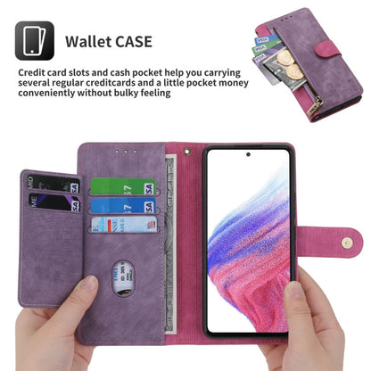 For Samsung Galaxy A53 POLA Dual-color Zipper Wallet RFID Leather Phone Case(Purple Pink)
