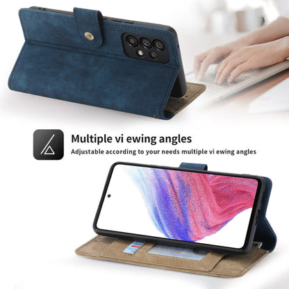 For Samsung Galaxy A53 POLA Dual-color Zipper Wallet RFID Leather Phone Case(Yellow Blue)