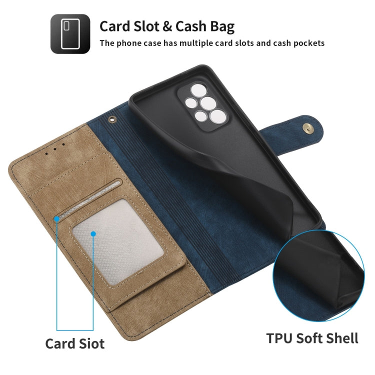For Samsung Galaxy A53 POLA Dual-color Zipper Wallet RFID Leather Phone Case(Yellow Blue)