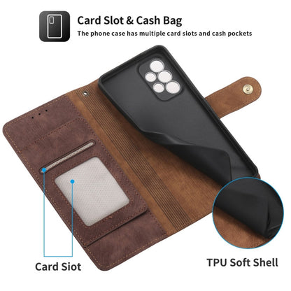 For Samsung Galaxy A53 POLA Dual-color Zipper Wallet RFID Leather Phone Case(Burgundy Brown)