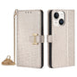 For iPhone 14 Plus POLA Crossbody Chain I-Shape Buckle Sequins Leather Phone Case(White)