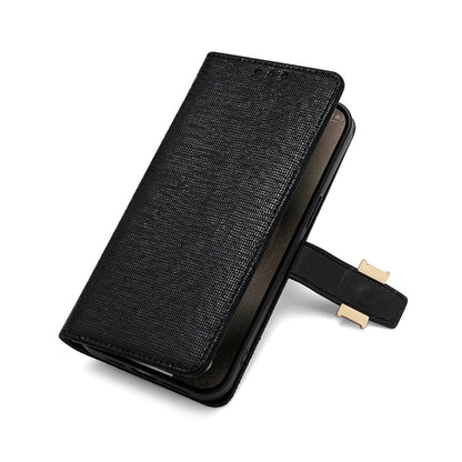 For iPhone 14 Pro POLA Crossbody Chain I-Shape Buckle Sequins Leather Phone Case(Black)