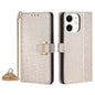 For iPhone 12 / 12 Pro POLA Crossbody Chain I-Shape Buckle Sequins Leather Phone Case(White)