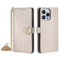 For iPhone 12 Pro Max POLA Crossbody Chain I-Shape Buckle Sequins Leather Phone Case(White)