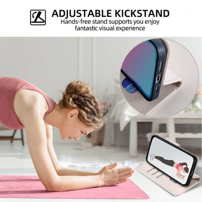 For iPhone 12 Pro Max POLA Crossbody Chain I-Shape Buckle Sequins Leather Phone Case(White)