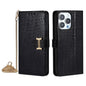 For iPhone 12 Pro Max POLA Crossbody Chain I-Shape Buckle Sequins Leather Phone Case(Black)