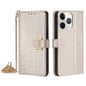 For iPhone 11 Pro POLA Crossbody Chain I-Shape Buckle Sequins Leather Phone Case(White)