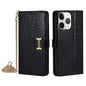 For iPhone 11 Pro POLA Crossbody Chain I-Shape Buckle Sequins Leather Phone Case(Black)