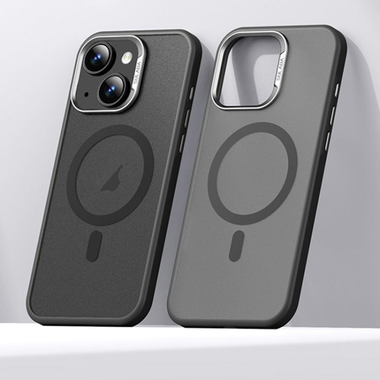 For iPhone 15 SULADA Light Sand MagSafe Magnetic PC Hybrid TPU Phone Case(Black)