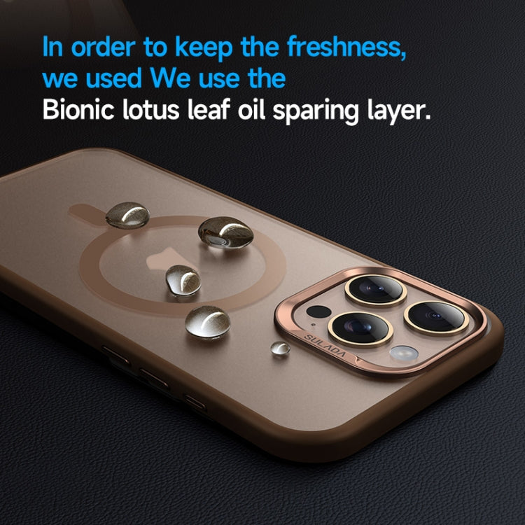 For iPhone 15 Pro SULADA Light Sand MagSafe Magnetic PC Hybrid TPU Phone Case(Black)