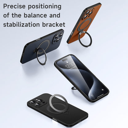 For iPhone 16 Pro SULADA Top Grain Leather MagSafe Magnetic Holder Phone Case(Blue)