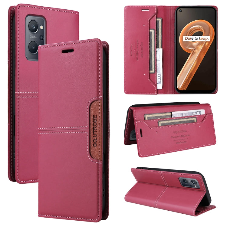 Pour Realme 9i GQUTROBE G01 Étui Portefeuille en Cuir Antivol RFID (Rouge)