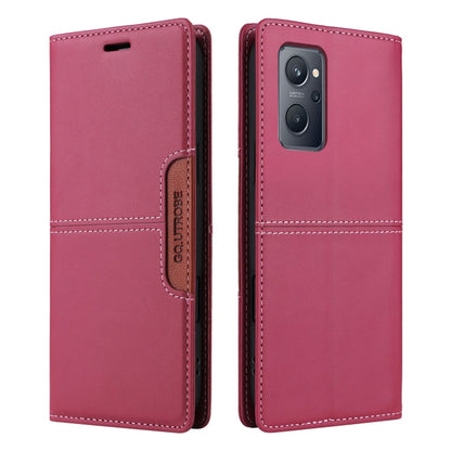 Pour Realme 9i GQUTROBE G01 Étui Portefeuille en Cuir Antivol RFID (Rouge)