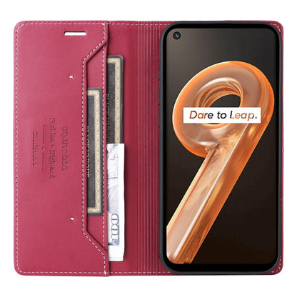Pour Realme 9i GQUTROBE G01 Étui Portefeuille en Cuir Antivol RFID (Rouge)