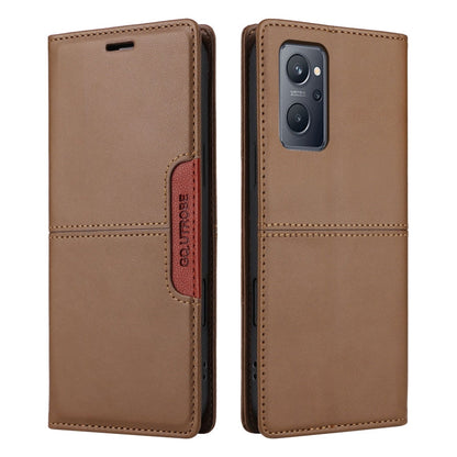 For Realme 9i GQUTROBE G01 RFID Anti-theft Leather Phone Case(Brown)