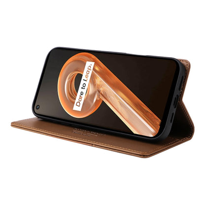 For Realme 9i GQUTROBE G01 RFID Anti-theft Leather Phone Case(Brown)
