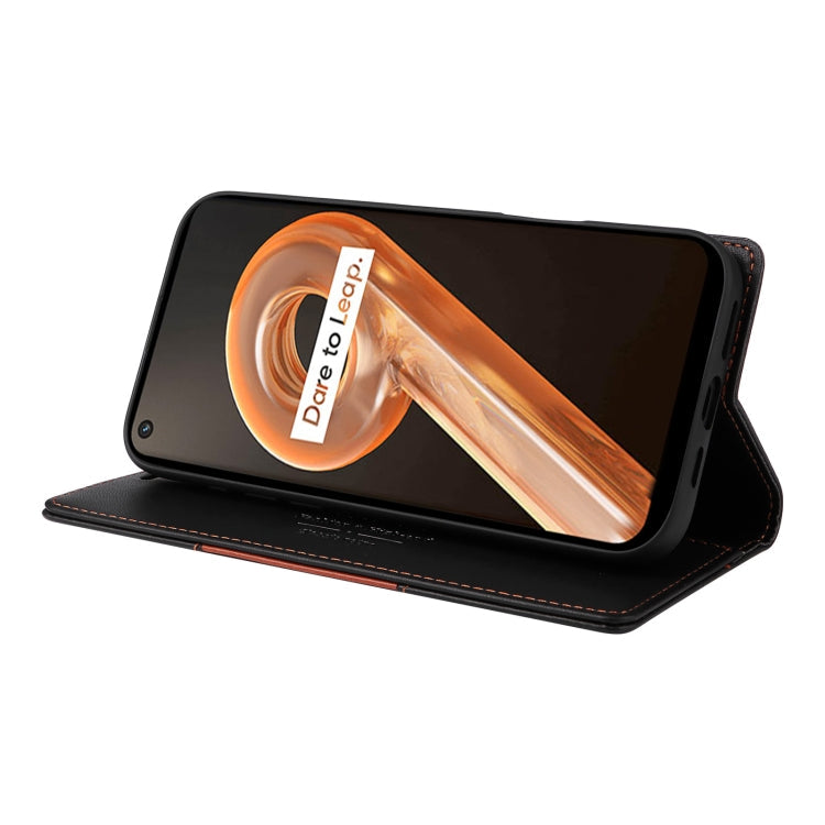 For Realme 9i GQUTROBE G01 RFID Anti-theft Leather Phone Case(Black)