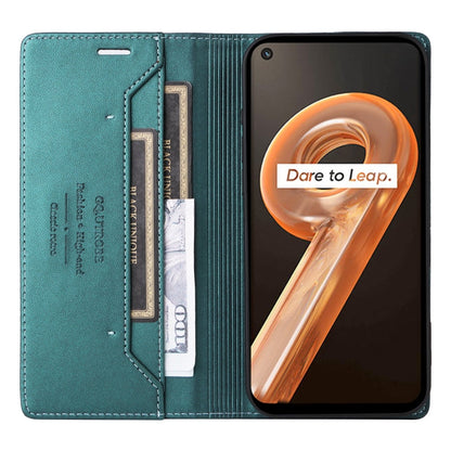 For Realme 9i GQUTROBE G01 RFID Anti-theft Leather Phone Case(Green)