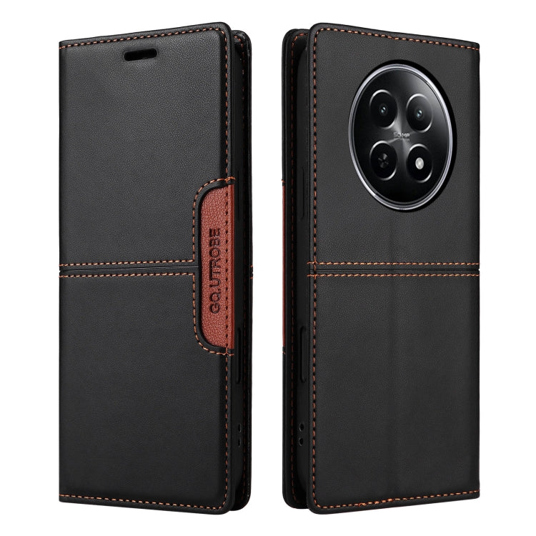 For Realme 12 5G / 12 Lite GQUTROBE G01 RFID Anti-theft Leather Phone Case(Black)