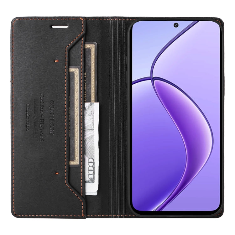 For Realme 12 5G / 12 Lite GQUTROBE G01 RFID Anti-theft Leather Phone Case(Black)
