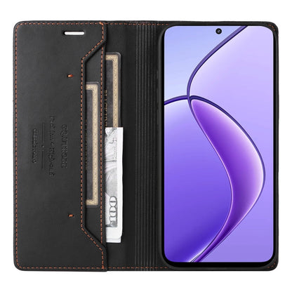 For Realme 12 5G / 12 Lite GQUTROBE G01 RFID Anti-theft Leather Phone Case(Black)
