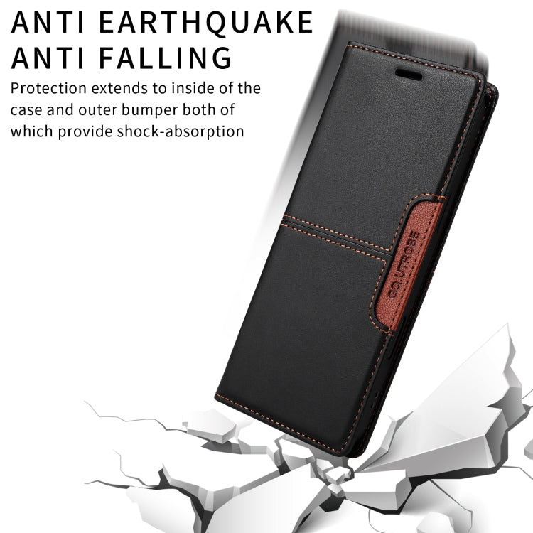 For Realme 12 5G / 12 Lite GQUTROBE G01 RFID Anti-theft Leather Phone Case(Black)