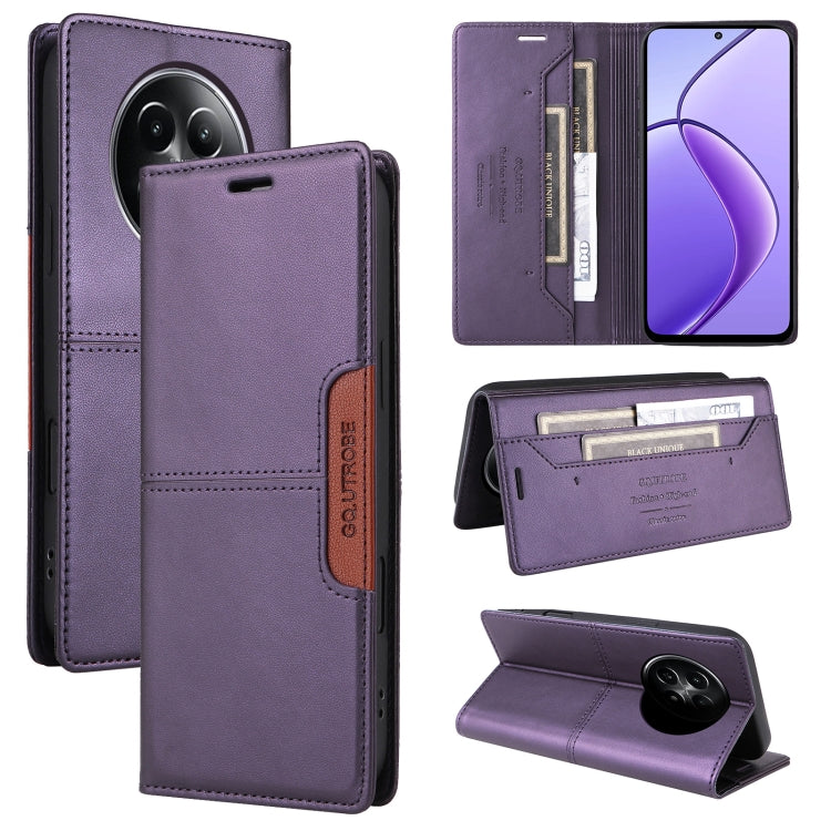 For Realme 12 5G / 12 Lite GQUTROBE G01 RFID Anti-theft Leather Phone Case(Purple)