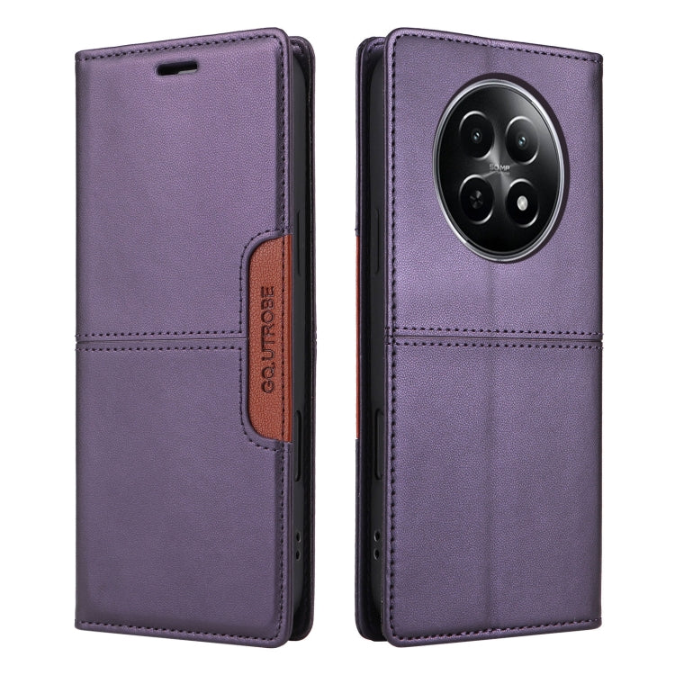 For Realme 12 5G / 12 Lite GQUTROBE G01 RFID Anti-theft Leather Phone Case(Purple)