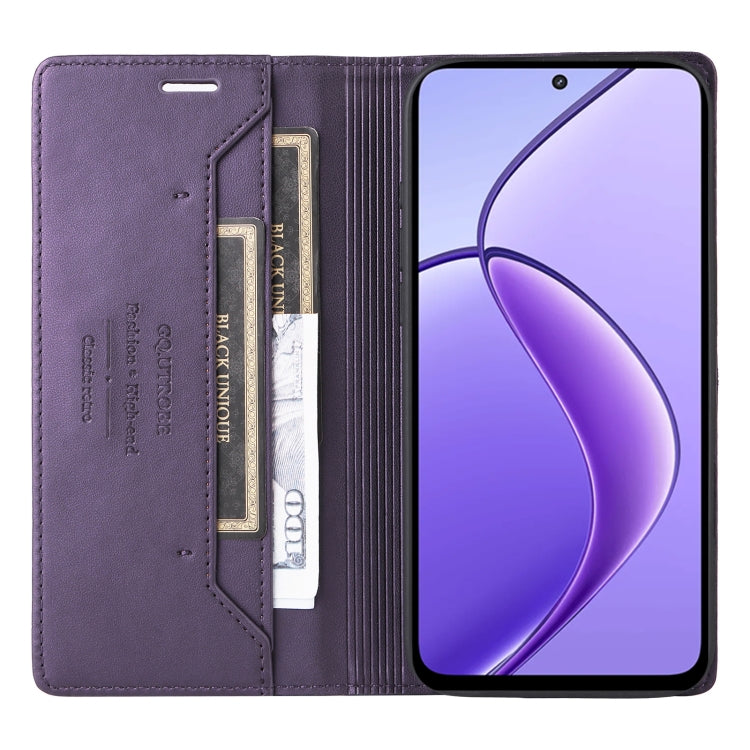 For Realme 12 5G / 12 Lite GQUTROBE G01 RFID Anti-theft Leather Phone Case(Purple)