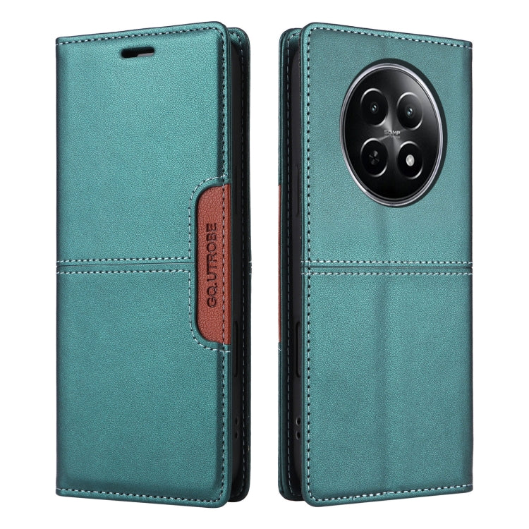 For Realme 12 5G / 12 Lite GQUTROBE G01 RFID Anti-theft Leather Phone Case(Green)