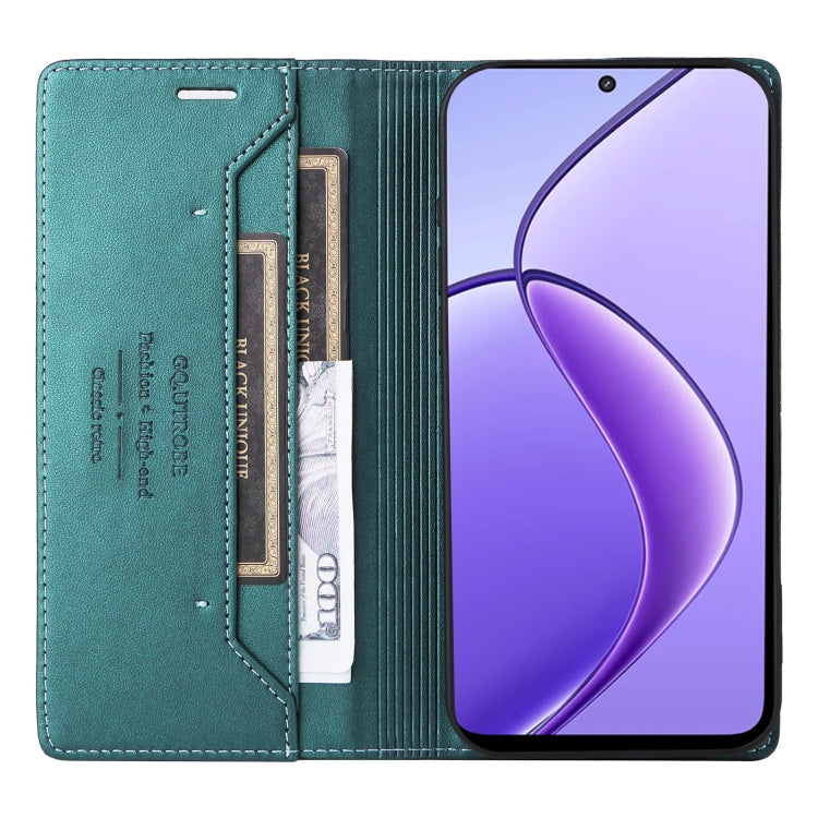 For Realme 12 5G / 12 Lite GQUTROBE G01 RFID Anti-theft Leather Phone Case(Green)