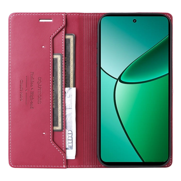 For Realme 12+ GQUTROBE G01 RFID Anti-theft Leather Phone Case(Red)
