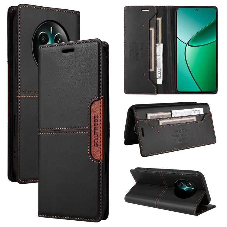 For Realme 12+ GQUTROBE G01 RFID Anti-theft Leather Phone Case(Black)
