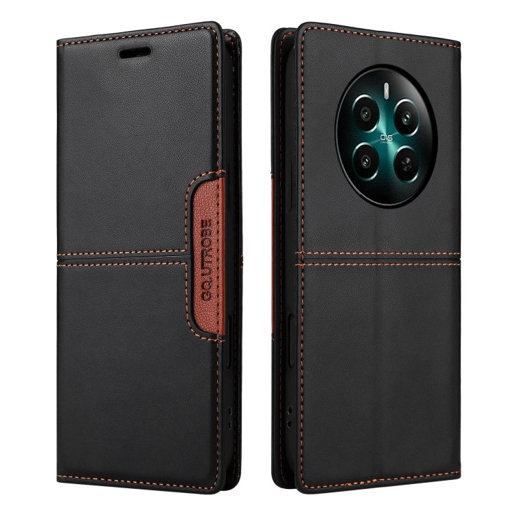 For Realme 12+ GQUTROBE G01 RFID Anti-theft Leather Phone Case(Black)