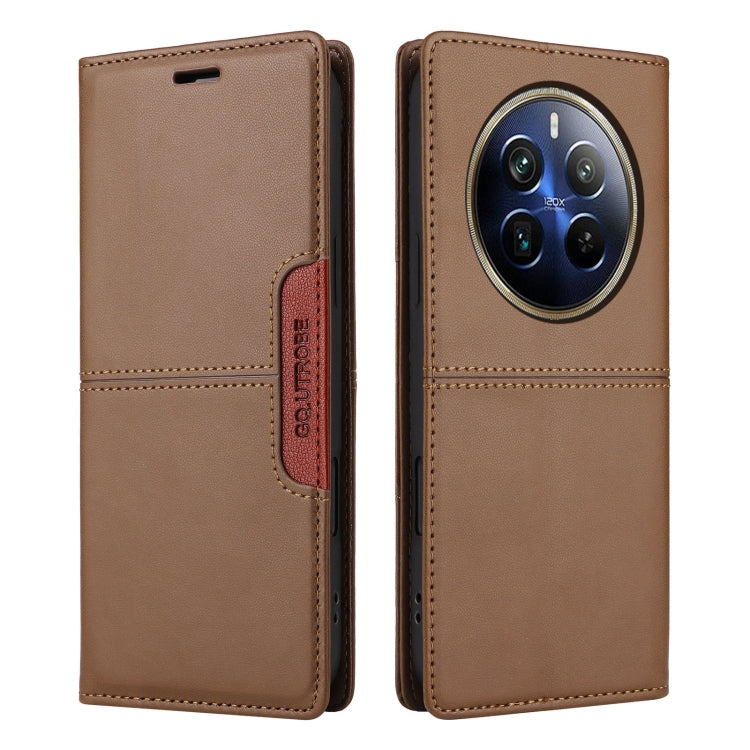 For Realme 12 Pro+ GQUTROBE G01 RFID Anti-theft Leather Phone Case(Brown)