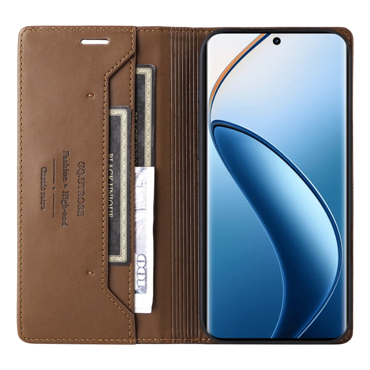 For Realme 12 Pro+ GQUTROBE G01 RFID Anti-theft Leather Phone Case(Brown)