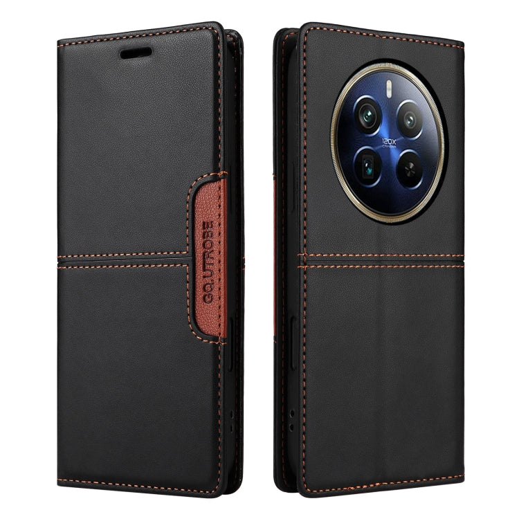 For Realme 12 Pro+ GQUTROBE G01 RFID Anti-theft Leather Phone Case(Black)
