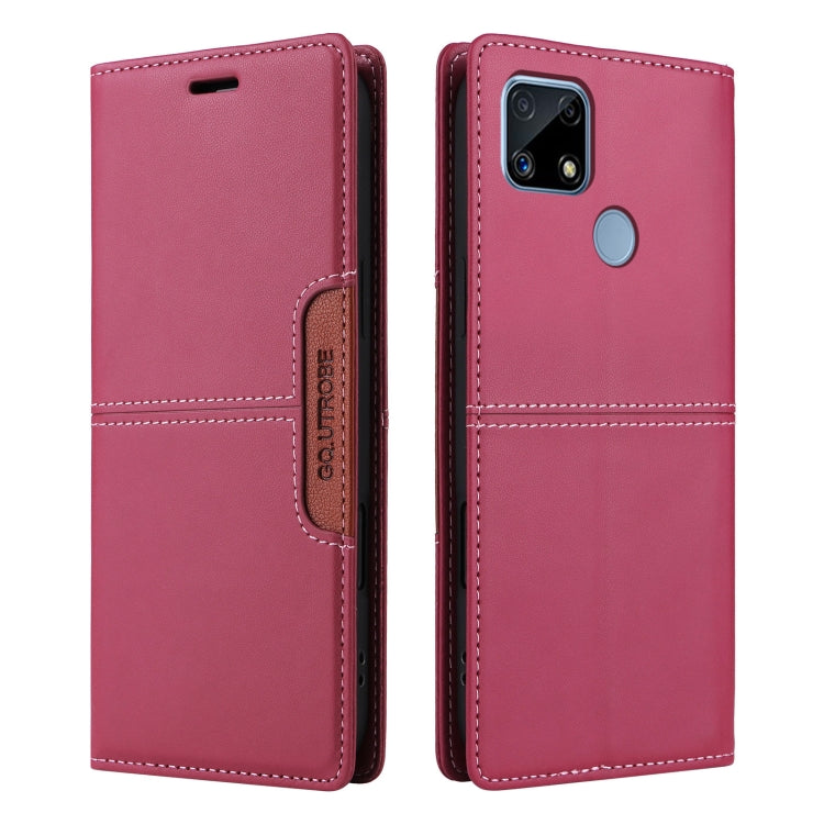For Realme C15 GQUTROBE G01 RFID Anti-theft Leather Phone Case(Red)