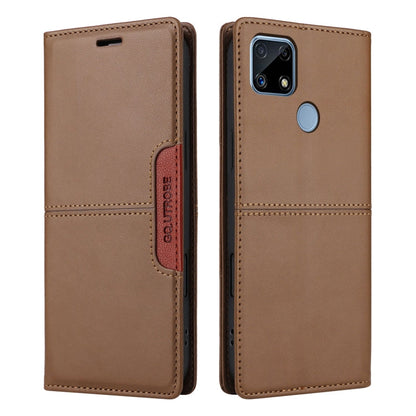 For Realme C15 GQUTROBE G01 RFID Anti-theft Leather Phone Case(Brown)