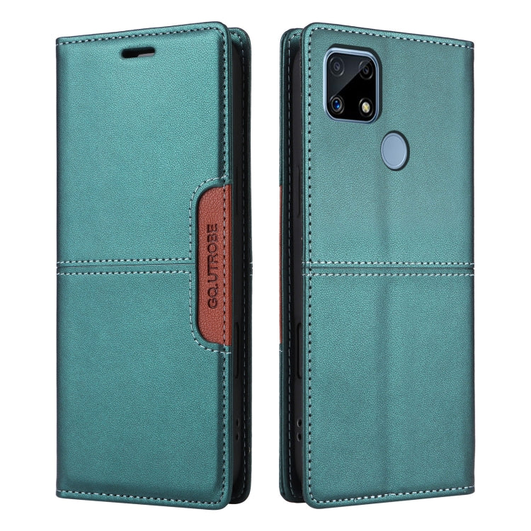 For Realme C15 GQUTROBE G01 RFID Anti-theft Leather Phone Case(Green)