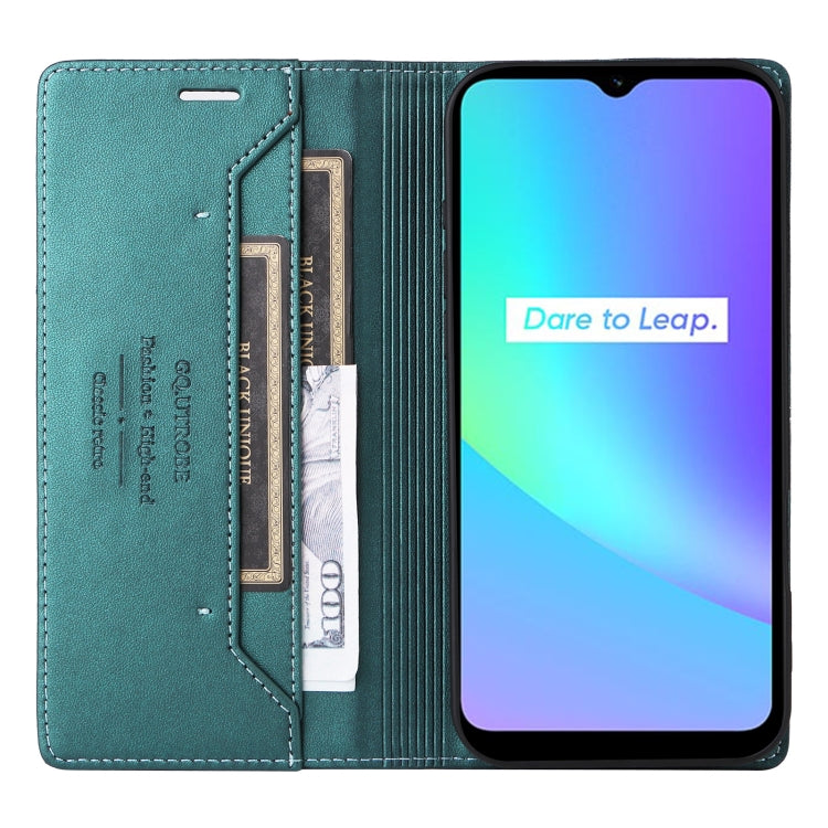 For Realme C15 GQUTROBE G01 RFID Anti-theft Leather Phone Case(Green)