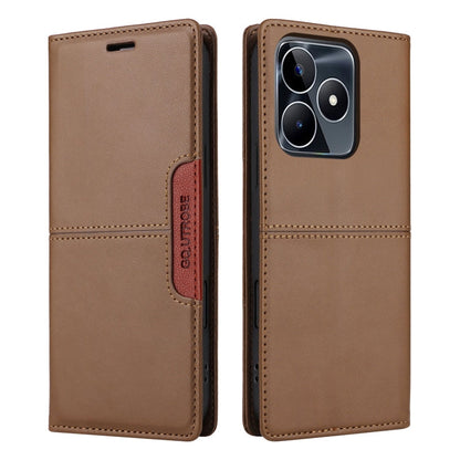 For Realme C53 4G GQUTROBE G01 RFID Anti-theft Leather Phone Case(Brown)